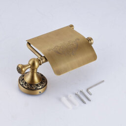 Pepte Toilet Elegant Roll Holder With Flap Paper Rack Wall Mounted Antique Brass - thumbnail 5