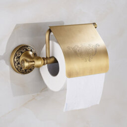 Pepte Toilet Elegant Roll Holder With Flap Paper Rack Wall Mounted Antique Brass - thumbnail 4