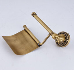 Pepte Toilet Elegant Roll Holder With Flap Paper Rack Wall Mounted Antique Brass - thumbnail 3