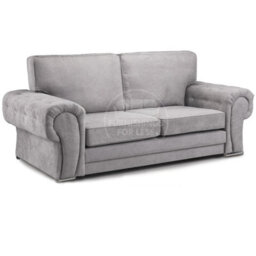 Furnishings For Less UK Milan Fabric 3 Piece Sofa Suite Grey Full Back Chesterfield Style - thumbnail 2
