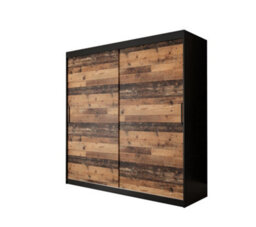Arte Tilburg Contemporary 2 Sliding Door Wardrobe 9 Shelves 2 Rails Dark Oak Effect And Black (H)2000mm (W)2000mm (D)620mm - thumbnail 1