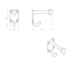 One Piece Hat & Coat Hook With Rubber Buffer 88mm Projection Polished Brass - thumbnail 3