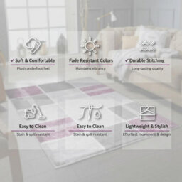 Modern Box Design Area Rug Soft Thick Pile Carpet Living Room Bedroom Kitchen Non Shedding Polypropylene Rug 200X290 Cm - thumbnail 8