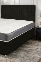 "Knight Sleep Emily Black Naples 4Ft Bed Set With Orthopaedic Mattress, No Drawers & 24""headboard - Small Double" - thumbnail 2