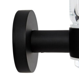 Homestylestore Round Wall Mounted Bathroom Glass Toothbrush Tumbler With Black Holder - thumbnail 3