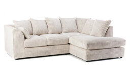 L Shape Corner Sofa 4 Seater Couch Jumbo Cord Cream Fabric Right Hand Comfy Settee For Living Room