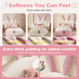 Single Bunny Ears Upholstered Storage Bed With Nightstand - thumbnail 4