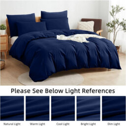 Aspire Homeware Plain Duvet Cover Set Soft Microfibre, Navy, King (L)220Cm X (W)230Cm - thumbnail 6