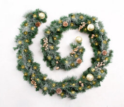Best Artificial 6Ft Frosted Gold Decorated Christmas Garland Supplied With 50 Bright White Battery Leds Fireplace
