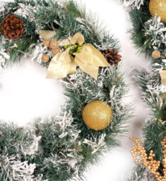 Best Artificial 6Ft Frosted Gold Decorated Christmas Garland Supplied With 50 Bright White Battery Leds Fireplace - thumbnail 2