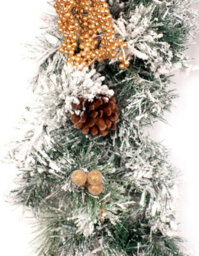 Best Artificial 6Ft Frosted Gold Decorated Christmas Garland Supplied With 50 Bright White Battery Leds Fireplace - thumbnail 4