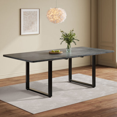 Merax Extendable Dining Table, 3 Lengths 140/180/220 X 80 Cm, 6-10 Seater, Mdf Table With Metal Legs, For Dining Room, Grey - image 1