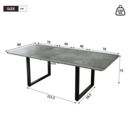 Merax Extendable Dining Table, 3 Lengths 140/180/220 X 80 Cm, 6-10 Seater, Mdf Table With Metal Legs, For Dining Room, Grey - thumbnail 5