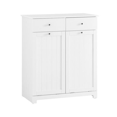 Sobuy Bzr33-Ii-W,bathroom Cabinet With Laundry Basket And 2 Drawers 78X38X90Cm Functional ,white,w100Xd46Xh90 - image 1
