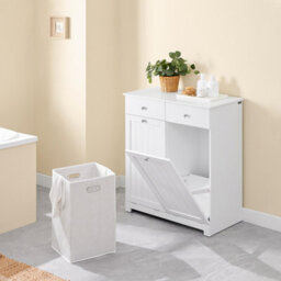 Sobuy Bzr33-Ii-W,bathroom Cabinet With Laundry Basket And 2 Drawers 78X38X90Cm Functional ,white,w100Xd46Xh90 - thumbnail 7