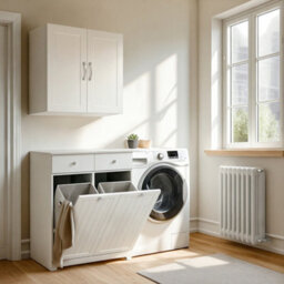 Sobuy Bzr33-Ii-W,bathroom Cabinet With Laundry Basket And 2 Drawers 78X38X90Cm Functional ,white,w100Xd46Xh90 - thumbnail 2