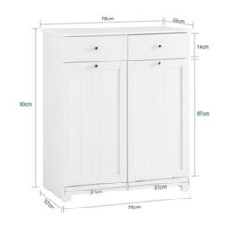 Sobuy Bzr33-Ii-W,bathroom Cabinet With Laundry Basket And 2 Drawers 78X38X90Cm Functional ,white,w100Xd46Xh90 - thumbnail 3
