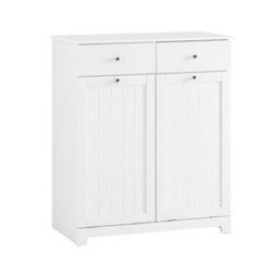 Sobuy Bzr33-Ii-W,bathroom Cabinet With Laundry Basket And 2 Drawers 78X38X90Cm Functional ,white,w100Xd46Xh90 - thumbnail 1