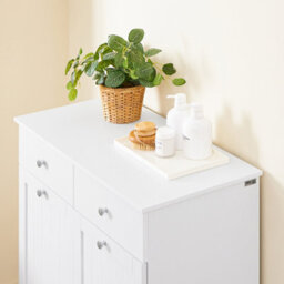 Sobuy Bzr33-Ii-W,bathroom Cabinet With Laundry Basket And 2 Drawers 78X38X90Cm Functional ,white,w100Xd46Xh90 - thumbnail 9