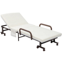 Homcom Folding Bed With Mattress & Wheels, Adjustable Backrest Guest, White - thumbnail 2