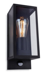 Luminosa Lighting Luminosa Dallas Outdoor Pir Motion Sensor Flush Box Wall Light Black Ip44, E27