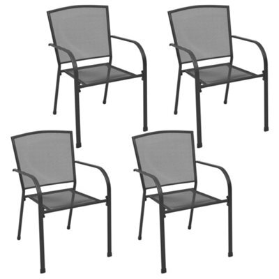Berkfield Outdoor Chairs 4 Pcs Mesh Design Anthracite Steel