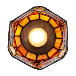Happy Homewares Classic Dragonfly Tiffany Uplighter Lamp In Orange And Toned Amber - thumbnail 5