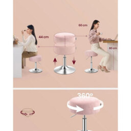 Jelly Pink Pu Adjustable Dressing Stool 360 - thumbnail 3