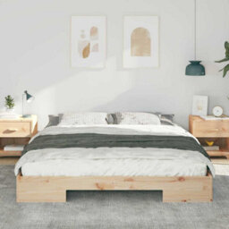 Berkfield Floor Bed Frame With Storage Brown Solid Pine Wood - thumbnail 5