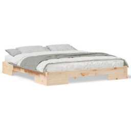 Berkfield Floor Bed Frame With Storage Brown Solid Pine Wood - thumbnail 4