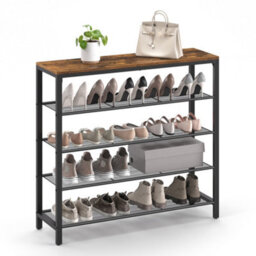 LEDREM Shoe Rack, Shoe Storage Organiser With 4 Mesh Shelves And Large Surface For Bags, Shoe Shelf For Entryway - thumbnail 3