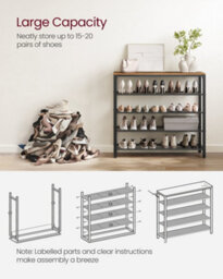 LEDREM Shoe Rack, Shoe Storage Organiser With 4 Mesh Shelves And Large Surface For Bags, Shoe Shelf For Entryway - thumbnail 6