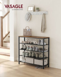 LEDREM Shoe Rack, Shoe Storage Organiser With 4 Mesh Shelves And Large Surface For Bags, Shoe Shelf For Entryway - thumbnail 1
