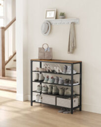 LEDREM Shoe Rack, Shoe Storage Organiser With 4 Mesh Shelves And Large Surface For Bags, Shoe Shelf For Entryway - thumbnail 4