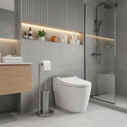 Alivio Freestanding Toilet Paper Holder With Toilet Brush Set (20.5 X 67Cm) - thumbnail 6