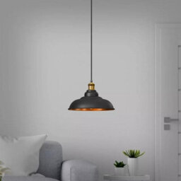 32Cm Black Inner Gold Metal Lampshade, Easy Fit With 4Cm Top Hole Modern Retro Vintage Pendant Light Shade Retro Lighting - thumbnail 2