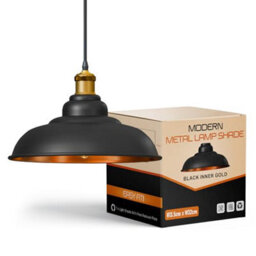 32Cm Black Inner Gold Metal Lampshade, Easy Fit With 4Cm Top Hole Modern Retro Vintage Pendant Light Shade Retro Lighting - thumbnail 1