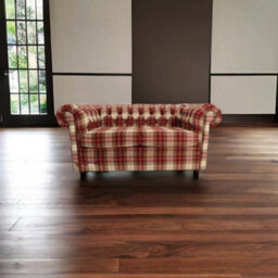 Chesterfield Arnold Wool 2 Seater Sofa Settee Fernie Red Tweed Check In Classic Style - thumbnail 2