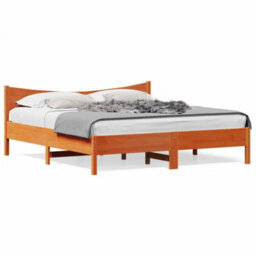 Berkfield Bed Frame Without Mattress Wax Brown 180X200 Cm Super King Solid Wood Pine - thumbnail 2