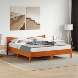 Berkfield Bed Frame Without Mattress Wax Brown 180X200 Cm Super King Solid Wood Pine - thumbnail 1