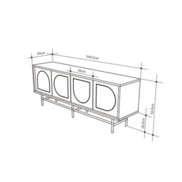 Decortie Modern Tv Stand & Cabinet With 4 Doors, Laser-Cut Design, Fits Up To 58-Inch Tvs, Soft-Close Metal Legs, Oak-Moss Green - thumbnail 3