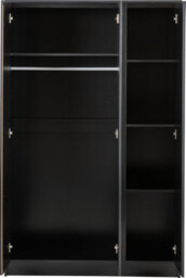 Seconique Malvern 3 Door Wardrobe In Black Finish Hanging Rail And Shelving - thumbnail 5