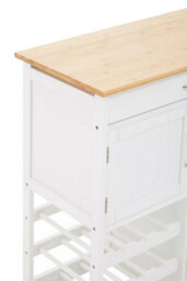 Orsina Durable White And Bamboo Top Kitchen Trolley, Multi Purpose Kitchen Storage, Double Door Serving Trolley - thumbnail 6