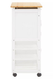 Orsina Durable White And Bamboo Top Kitchen Trolley, Multi Purpose Kitchen Storage, Double Door Serving Trolley - thumbnail 4