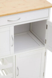 Orsina Durable White And Bamboo Top Kitchen Trolley, Multi Purpose Kitchen Storage, Double Door Serving Trolley - thumbnail 9
