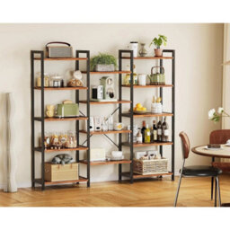 5-Tier Industrial Bookcase In Rustic Brown - Stylish Storage Solution - thumbnail 3