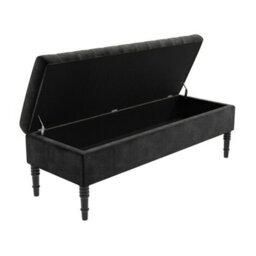 Safar 180Cm Ottoman Storage Bench - Naples Shoe Bench - Black Lined Upholstery Storage Footstool - thumbnail 5