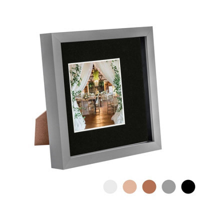 "Nicola Spring 8 X 8"" Photo Frame - Grey/black Mount - 3D Photo Frame Picture Frame Box Portrait Display Case (4 X 4"" Mount)" - image 1