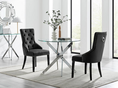 Furniturebox Uk Novara 100Cm Round  Dining Table And 2 Black Belgravia Black Leg Chairs - image 1