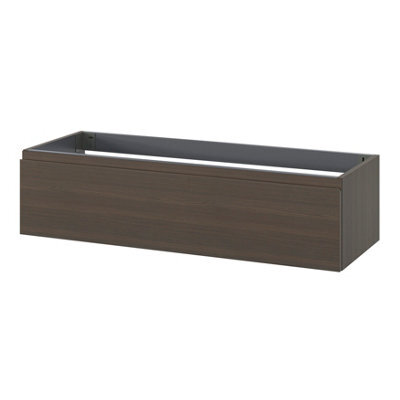 GoodHome Kentia Walnut Veneer Wall-Mounted Bathroom Cabinet (H) 300mm (W) 1200mm - image 1